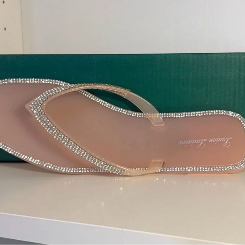 Lauren Lorraine Crystal Embellished Sandals - Nude
